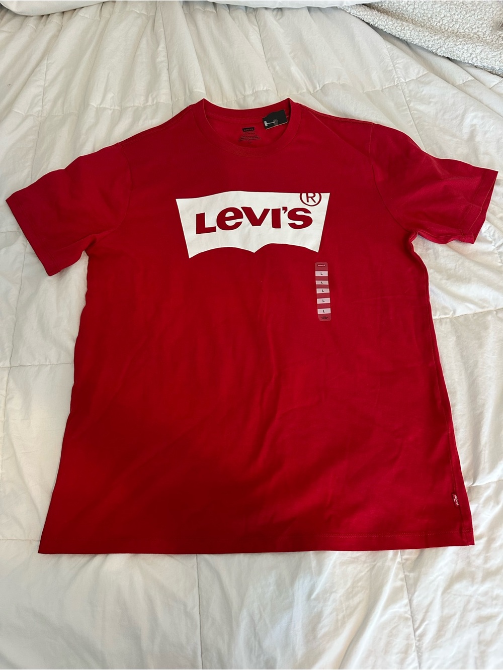 Levi's Red Short Sleeve Crew Neck Tee with White Logo large
